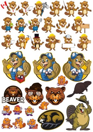 Beaver Mascot and Character Vector Illustrations Free Vector