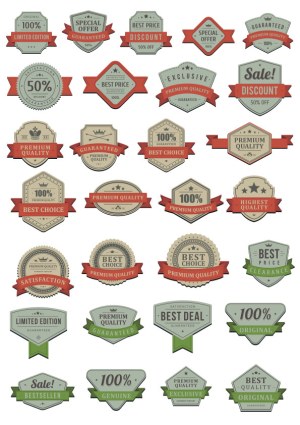 Vintage Style Sale and Quality Badges Collection Free Vector
