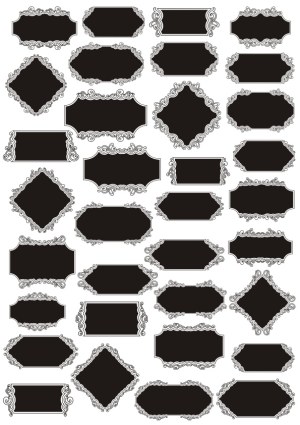 Set of Ornate Black Vintage Decorative Frames and Labels Free Vector