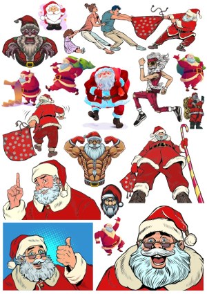Diverse Santa Claus Cartoon Vector Illustrations Free Vector