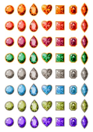 Colored Gemstone Vector Set with Various Shapes Free Vector