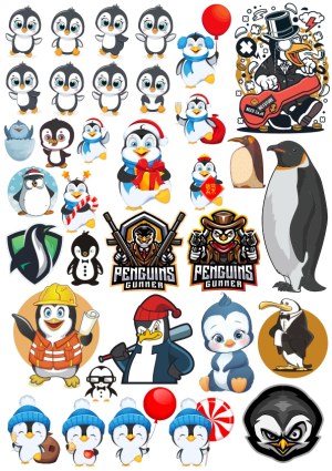 Collection of Cartoon and Mascot Penguin Illustrations Free Vector