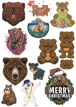 Collection of Bear Themed Vector Illustrations in Various Styles Free Vector