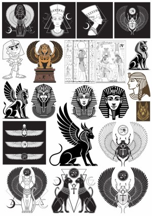 Collection of Ancient Egyptian Vector Symbols and Figures Free Vector