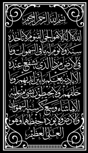 Arabic Calligraphy Vector of Ayat al-Kursi with Decorative Frame Free Vector