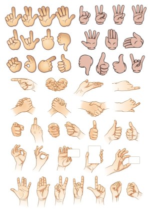 Diverse Hand Gestures Collection Vector Free Vector