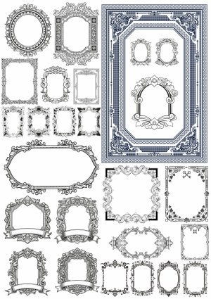 Ornate Vintage Decorative Frames and Borders Collection Free Vector