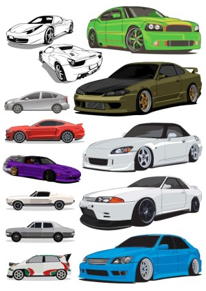 Collection of Various Car Vector Illustrations Free Vector