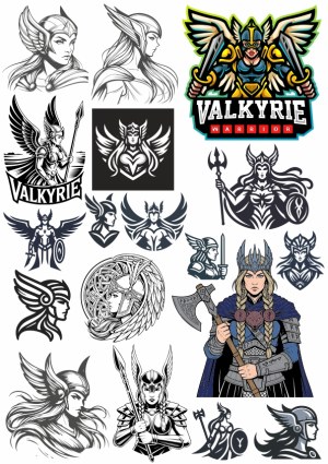Valkyrie Warrior Vector Illustrations Collection Free Vector