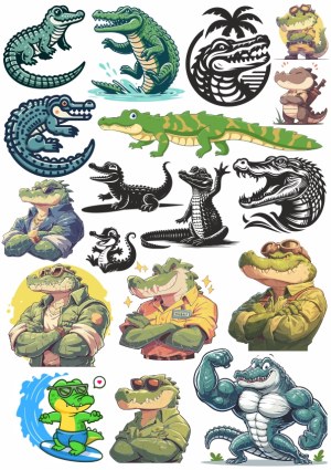 Collection of Cartoon Alligator and Crocodile Illustrations and Mascots Free Vector