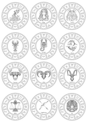 Detailed Zodiac Signs Vector Icons with Astrology Symbols Free Vector