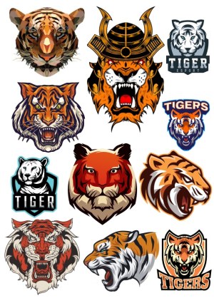 Collection of Vector Tiger Head Illustrations and Mascot Logos Free Vector