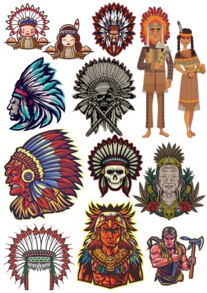 Native American Inspired Vector Illustrations and Portraits Free Vector