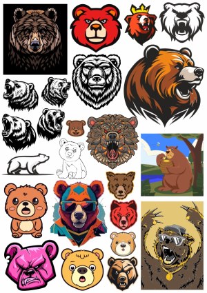 Collection of Bear Illustrations and Cartoon Vector Designs Free Vector