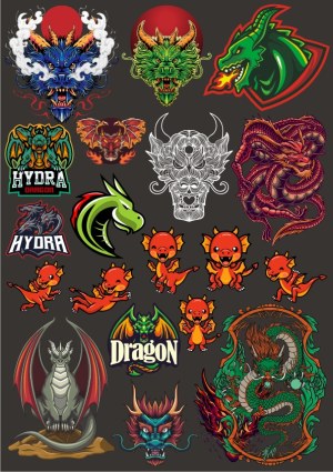 Collection of Dynamic Dragon and Hydra Vector Designs Free Vector