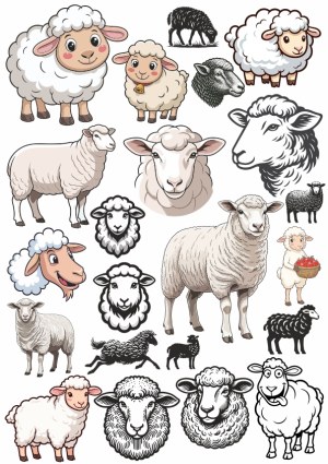 Sheep Vector Collection with Varied Styles and Expressions Free Vector