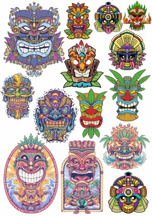 Colorful Tribal and Tiki Masks Collection Free Vector