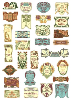 Collection of Vintage Ornate Decorative Labels and Frames Free Vector