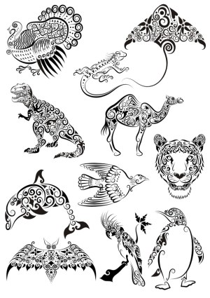 Intricate Tribal Animal Vector Collection Free Vector