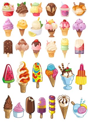Assortment of Colorful Ice Cream and Popsicle Vector Icons Free Vector