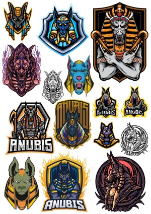 Collection of Anubis and Egyptian Jackal Vector Illustrations Free Vector