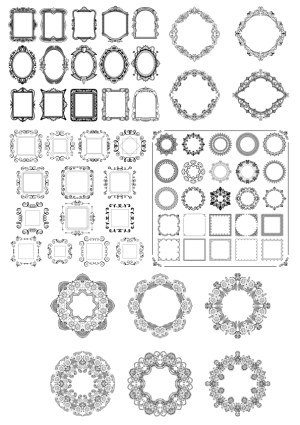 Ornate and Decorative Vector Frames and Floral Borders Collection Free Vector