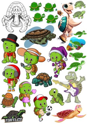Cute and Playful Cartoon Turtle Characters Vector Set Free Vector