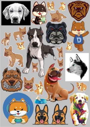 Collection of Dog and Puppy Cartoon and Realistic Illustrations Free Vector
