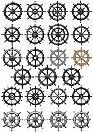 Collection of Vintage Ship Steering Wheels Vector Set Free Vector