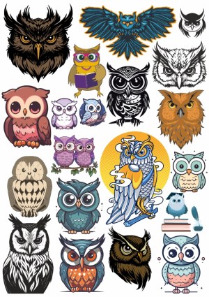 Collection of Various Artistic Owl Vector Illustrations Free Vector