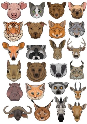 Detailed Vector Animal Head Icons Collection Free Vector