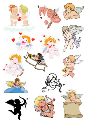 Collection of Cupid and Cherub Vector Illustrations Free Vector