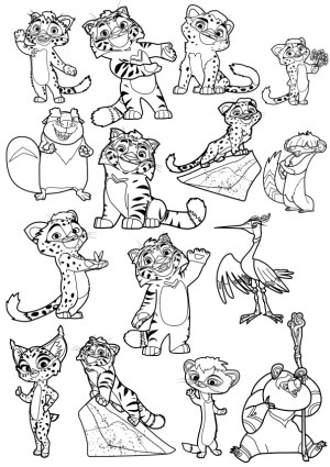 Cartoon Wildlife Characters Coloring Page Free Vector