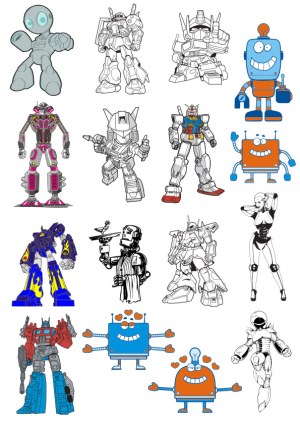 Collection of Various Cartoon and Mechanical Robots Vector Set Free Vector