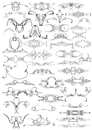 Decorative Vintage Swirl and Flourish Ornaments Set Free Vector