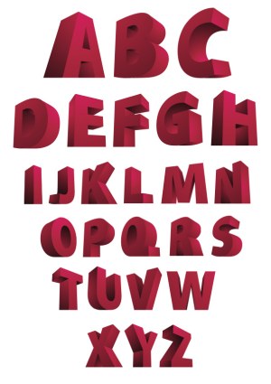 3D Red Block Style Alphabet Letters A to Z Free Vector