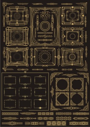 Art Deco Decorative Frames and Borders Set Free Vector