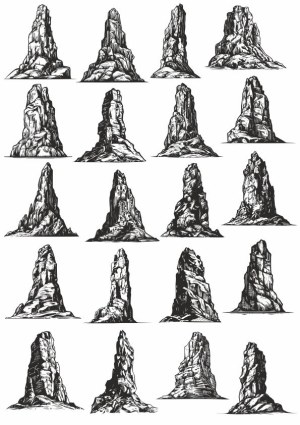 Hand Drawn Tall Rock Formation Vector Set Free Vector