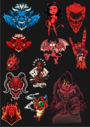 Devil and Demon Vector Collection with Fiery and Rock Elements Free Vector