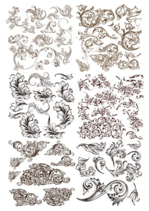 Vintage Floral and Leaf Scroll Vector Ornaments Collection Free Vector