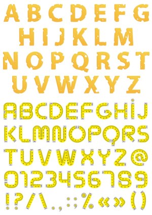 Cheese and Measuring Tape Alphabet and Symbols Vector Set Free Vector