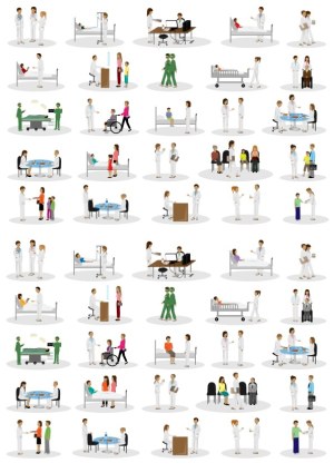 Medical and Healthcare Professional Scenes Vector Set Free Vector