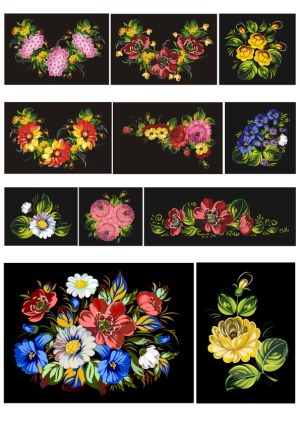 Colorful Floral Vector Flower Collections on Black Background Free Vector
