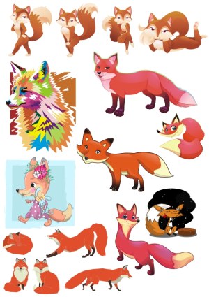 Collection of Various Stylized Fox Vector Illustrations Free Vector