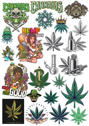 Cannabis and Hemp Themed Graphic Vector Collection Free Vector
