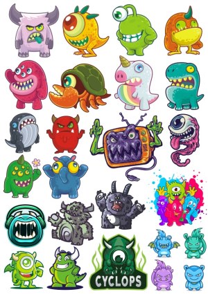 Colorful Cartoon Monster Characters Collection Free Vector