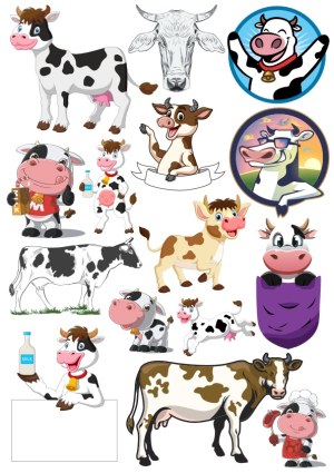 Cartoon and Realistic Cow Vector Illustrations Free Vector