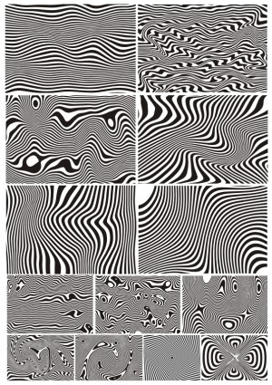 Set of Black and White Abstract Wavy Line Patterns Free Vector