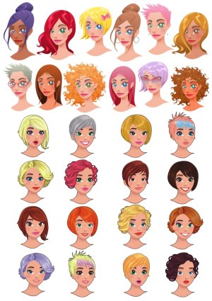 Diverse Female Hairstyles and Headshots Vector Collection Free Vector