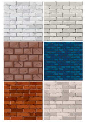 Detailed Vector Brick Wall Textures in Multiple Colors Free Vector